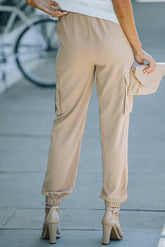 Cargo-Jogginghose mit hoher Taille und Bindeband